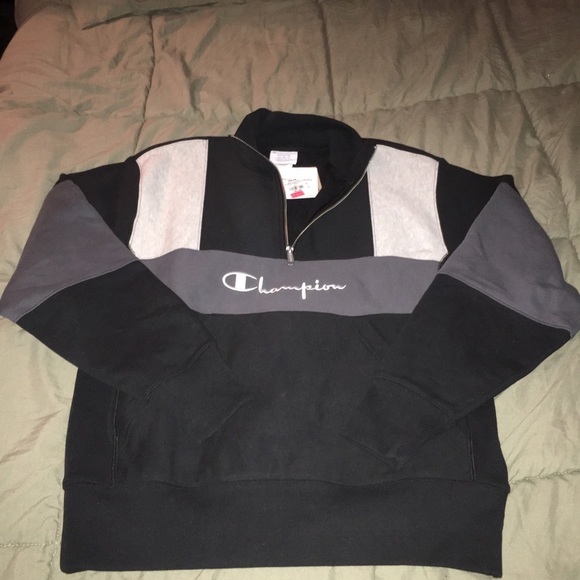 Champion LIFE Mens Reverse Weave Colorblock 1//2 Zip Mock Neck